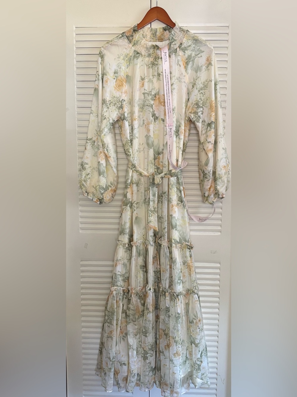Batul The Collection Floral Maxi Dress Long Sleeve Tiered Boho Cottagecore XS - Picture 3 of 16